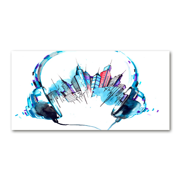 Schilderij glas Geluiden van de stad