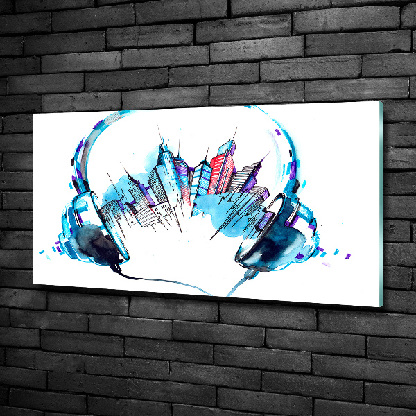 Schilderij glas Geluiden van de stad