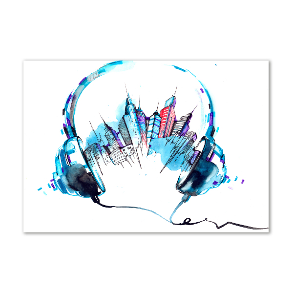 Schilderij glas Geluiden van de stad