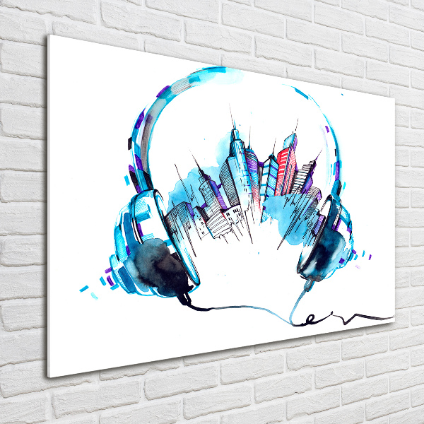 Schilderij glas Geluiden van de stad