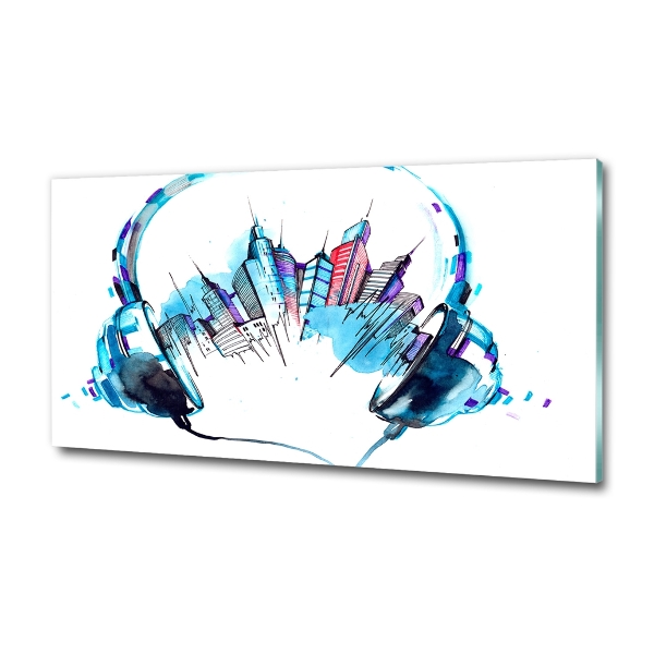 Schilderij glas Geluiden van de stad