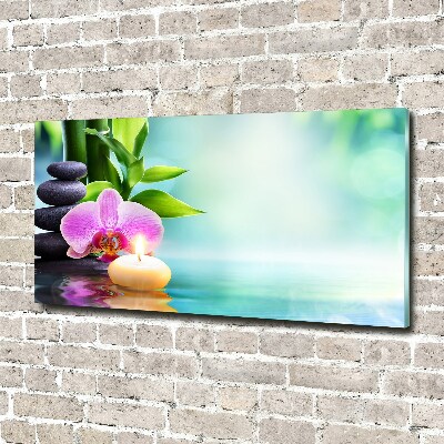 Schilderij glas Bamboe-orchidee