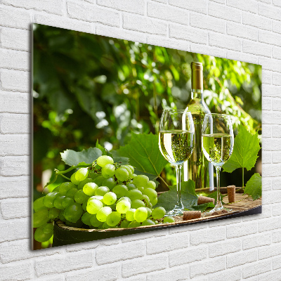 Schilderij op glas Witte wijn en fruit