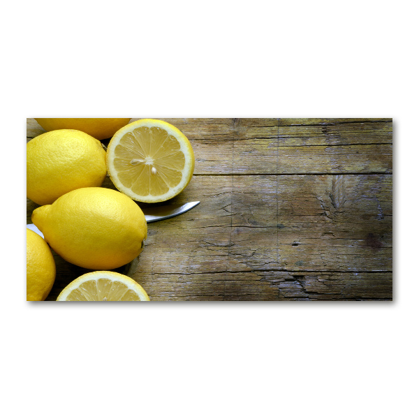 Glazen schilderij Citroenen op hout