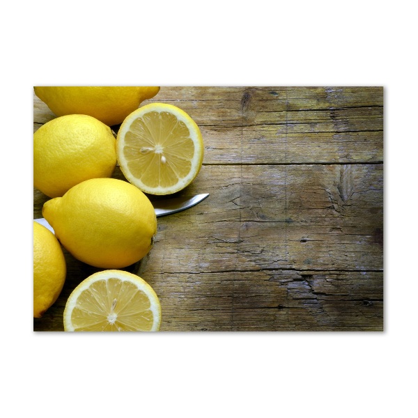 Glazen schilderij Citroenen op hout