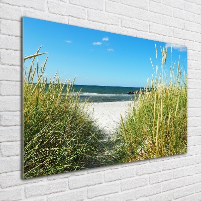 Schilderij glas duinen aan zee