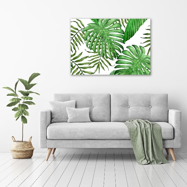 Schilderij glas Tropische bladeren