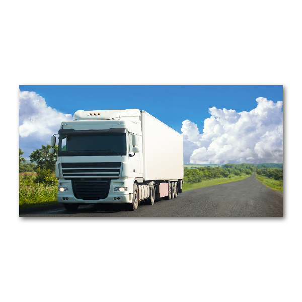 Schilderij op glas Witte vrachtwagen