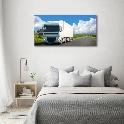 Schilderij op glas Witte vrachtwagen