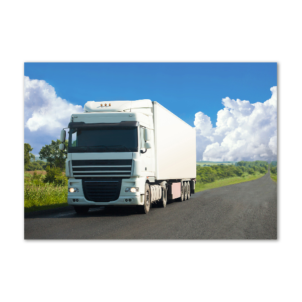 Schilderij op glas Witte vrachtwagen