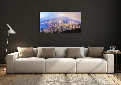 Glazen schilderij Panorama van Hongkong