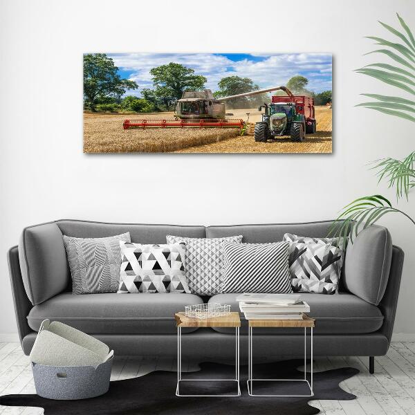 Glazen schilderij Maaidorser en tractor