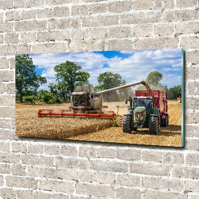 Glazen schilderij Maaidorser en tractor