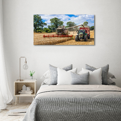 Glazen schilderij Maaidorser en tractor