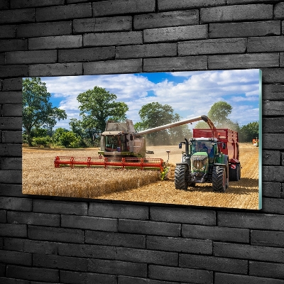 Glazen schilderij Maaidorser en tractor