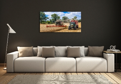 Glazen schilderij Maaidorser en tractor