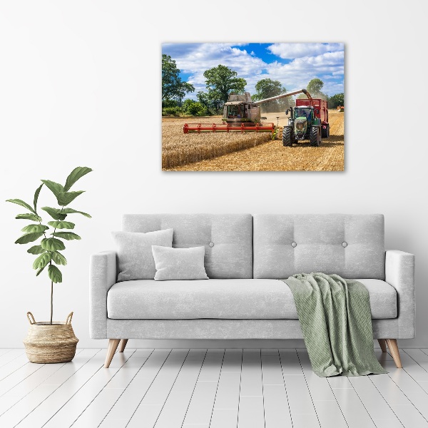 Glazen schilderij Maaidorser en tractor