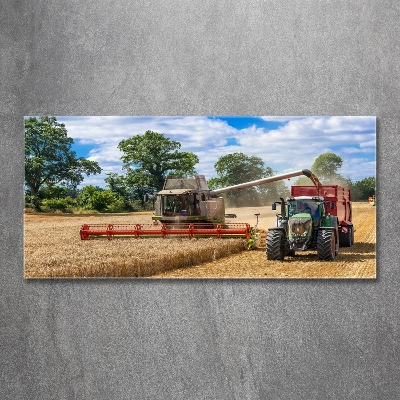 Glazen schilderij Maaidorser en tractor