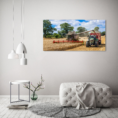 Glazen schilderij Maaidorser en tractor