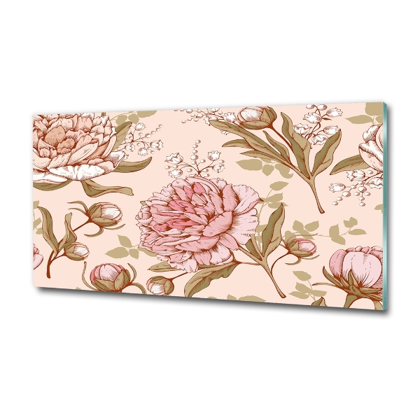 Foto schilderij op glas Pioenrozen