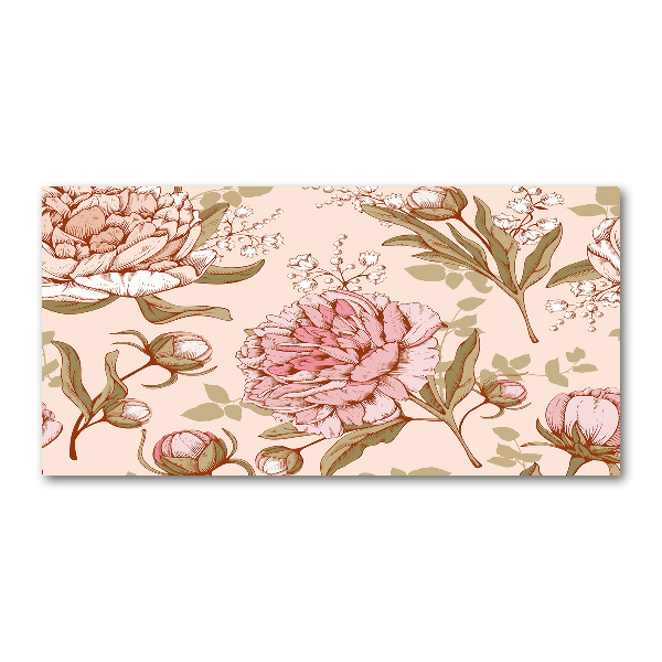 Foto schilderij op glas Pioenrozen