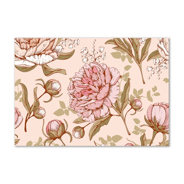 Foto schilderij op glas Pioenrozen