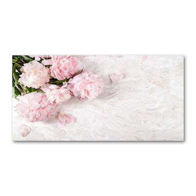 Schilderij op glas Pioenrozen
