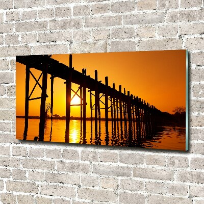 Foto schilderij op glas Zonsondergangbrug
