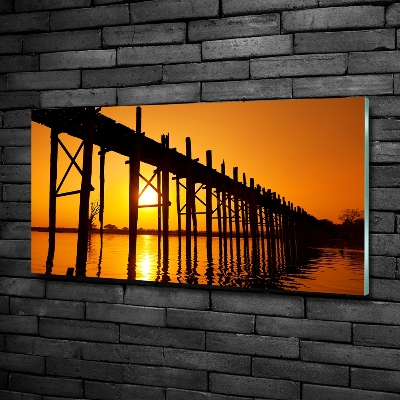 Foto schilderij op glas Zonsondergangbrug