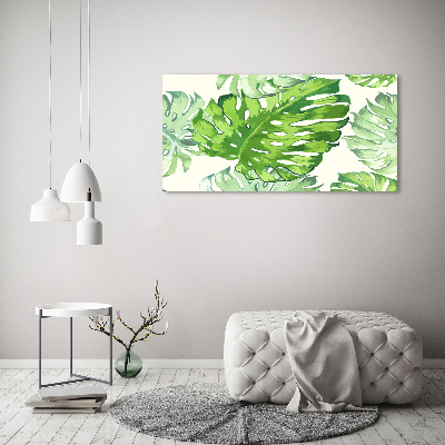 Schilderij glas Tropische bladeren