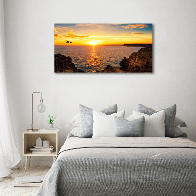 Schilderij op glas Zonsondergang aan zee