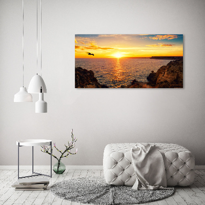 Schilderij op glas Zonsondergang aan zee