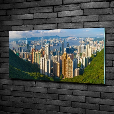 Schilderij glas Panorama van Hongkong