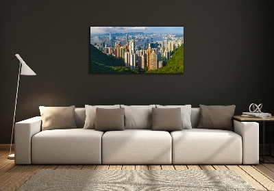 Schilderij glas Panorama van Hongkong