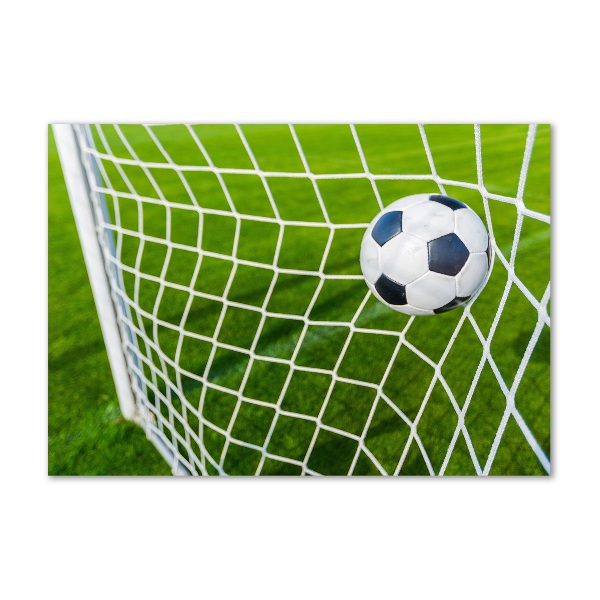Schilderij glas De bal ligt in het doel.
