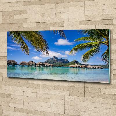 Schilderij glas Palmbomen in Bora Bora