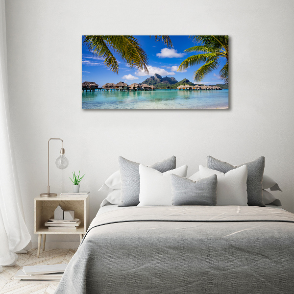 Schilderij glas Palmbomen in Bora Bora