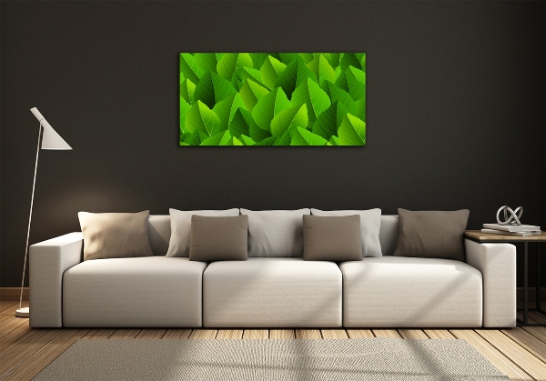 Schilderij glas Groene bladeren