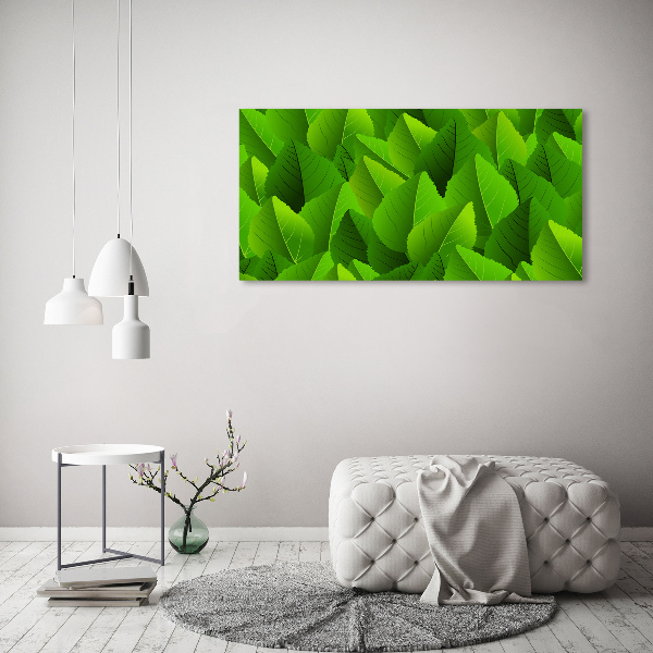 Schilderij glas Groene bladeren