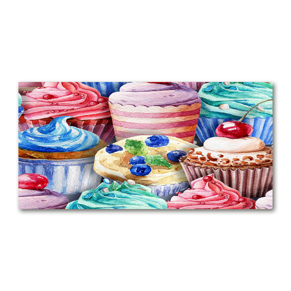 Schilderij glas Kleurrijke cupcakes