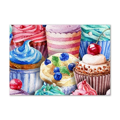 Schilderij glas Kleurrijke cupcakes
