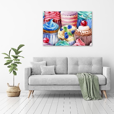 Schilderij glas Kleurrijke cupcakes