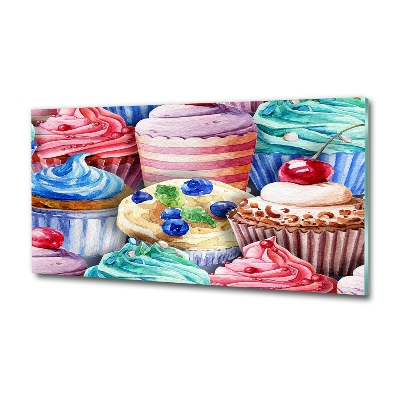 Schilderij glas Kleurrijke cupcakes