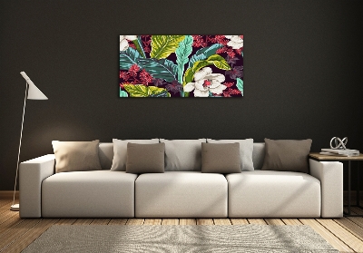 Schilderij op glas Tropische bloemen