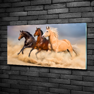Schilderij glas Paarden in galop