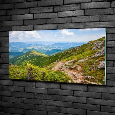 Schilderij glas Groene heuvels