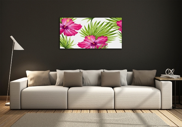 Glazen schilderij Hawaiiaanse bloemen