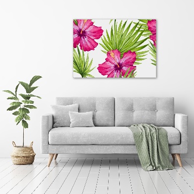 Glazen schilderij Hawaiiaanse bloemen