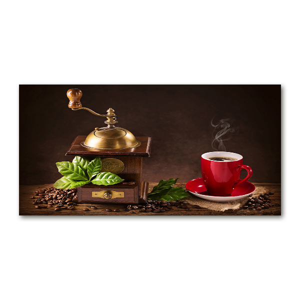 Schilderij op glas Koffie en koffiemolen