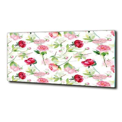 Schilderij glas Roze pioenrozen